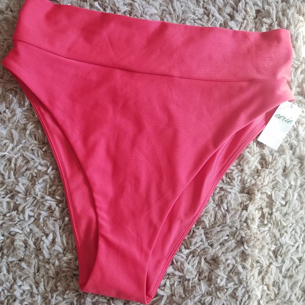 Aerie High Rise/High Cut Cheeky Swim Bottoms